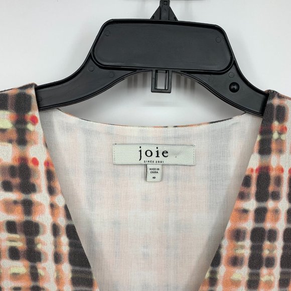 Joie Tobey Dress Multi Plaid Pink Midi Maxi V Neck Cotton 3/4 Sleeve - Picture 6 of 16